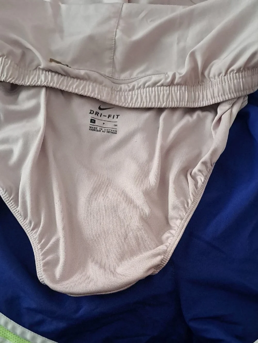 Nike Women's Shorts Duo - Beige and Navy with Lime Accents